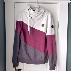Wanakome Women’s XL Color Block Hoodie Cream, Magenta, Purple